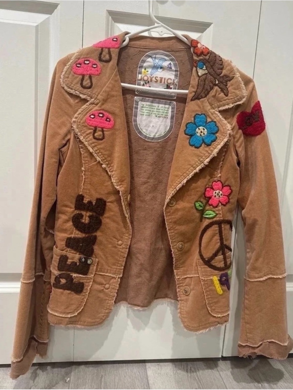 Vintage Joystick Johnny Boho Embroidered Corduroy Jacket Size Small